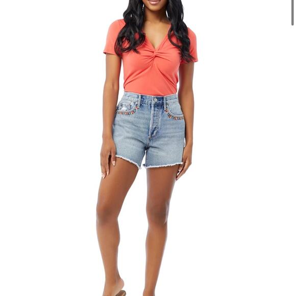 Driftwood Bird Embroidered Shorts New Size 28 Retails $128 - Picture 2 of 7